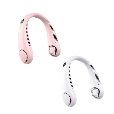 Ventilador de Cuello Digital Coolzy 3000mAh – Pack x2 (Blanco + Rosa)