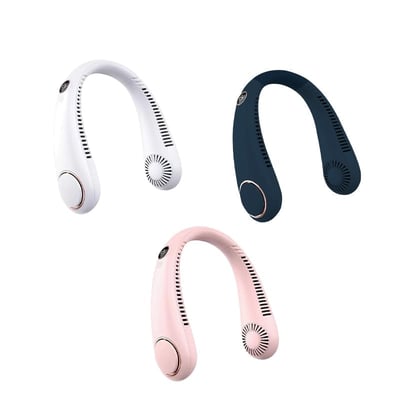 Ventilador de Cuello Digital Coolzy 3000mAh – Pack x3 (Blanco + Rosa + Azul Oscuro)