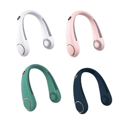Ventilador de Cuello Digital Coolzy 3000mAh – Pack x4 (Blanco + Rosa + Azul Oscuro + Verde)